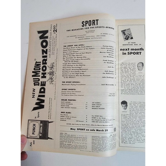 Vintage 50s Sport Magazine NYY New York Yankees Indians Montreal Canadiens 1955 - Picture 2 of 4